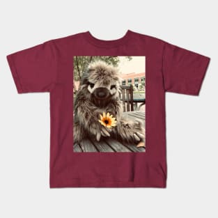 Silas Sloth with flower Kids T-Shirt